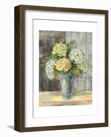 Yellow Hydrangea Gray-Carol Rowan-Framed Art Print