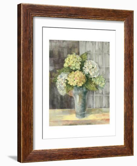 Yellow Hydrangea Gray-Carol Rowan-Framed Art Print