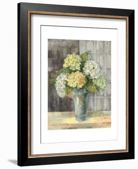 Yellow Hydrangea Gray-Carol Rowan-Framed Art Print