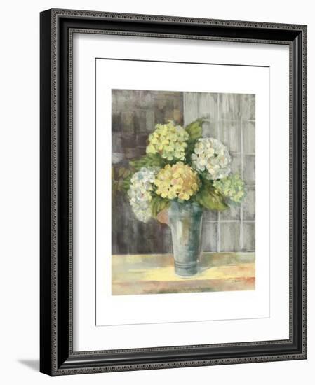 Yellow Hydrangea Gray-Carol Rowan-Framed Art Print