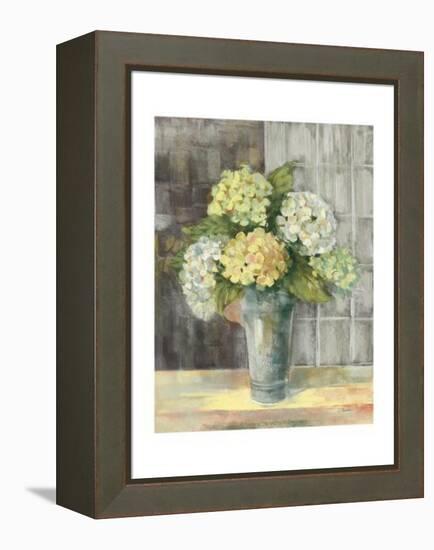 Yellow Hydrangea Gray-Carol Rowan-Framed Stretched Canvas