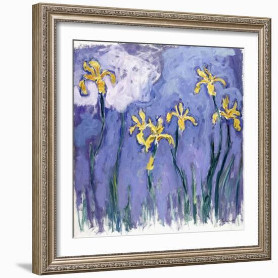 Yellow Iris with Pink Cloud, C.1918-Claude Monet-Framed Giclee Print