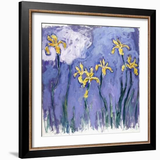 Yellow Iris with Pink Cloud, C.1918-Claude Monet-Framed Giclee Print