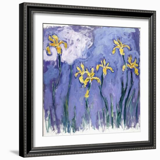 Yellow Iris with Pink Cloud, C.1918-Claude Monet-Framed Giclee Print