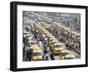 Yellow Kolkata Taxis and Commuters at Howrah Railway Station, Howrah, Kolkata (Calcutta), India-Annie Owen-Framed Photographic Print