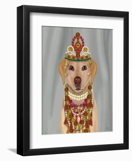 Yellow Labrador and Tiara, Portrait-Fab Funky-Framed Art Print