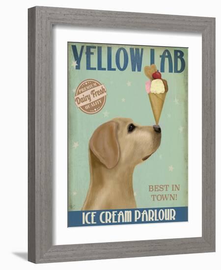 Yellow Labrador Ice Cream-Fab Funky-Framed Art Print