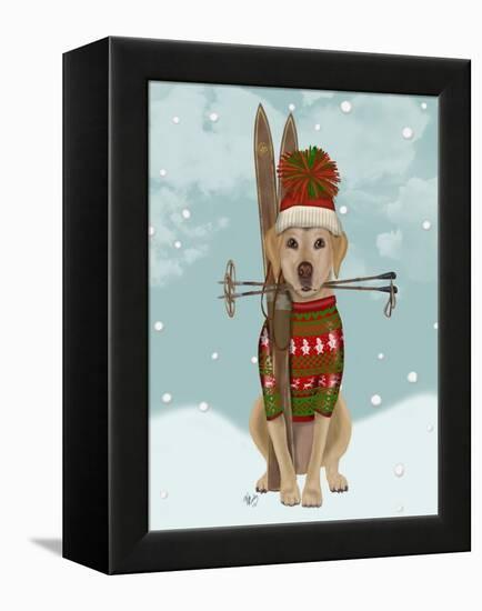 Yellow Labrador, Skiing-Fab Funky-Framed Stretched Canvas