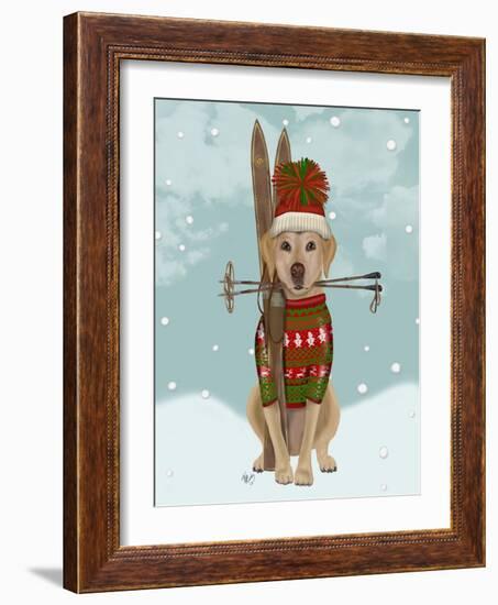 Yellow Labrador, Skiing-Fab Funky-Framed Art Print