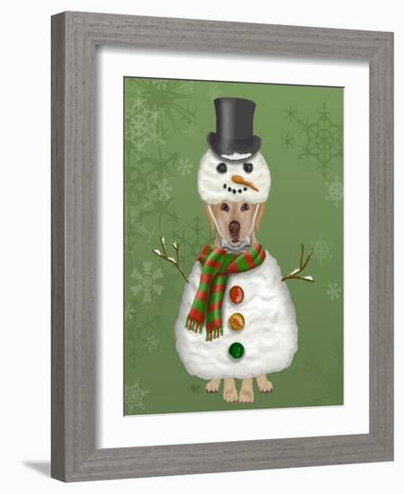 Yellow Labrador, Snowman Costume-Fab Funky-Framed Art Print