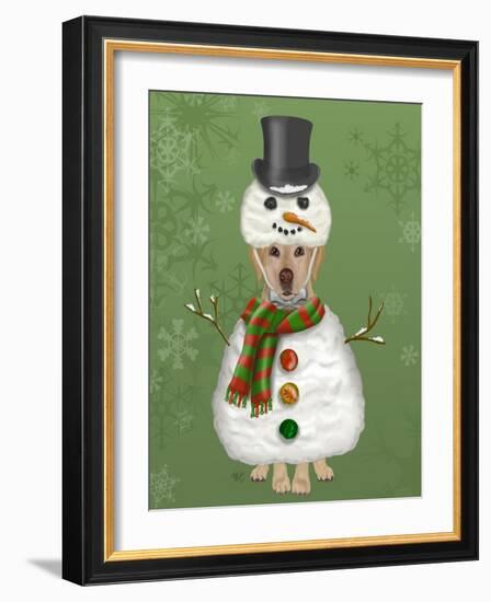 Yellow Labrador, Snowman Costume-Fab Funky-Framed Art Print