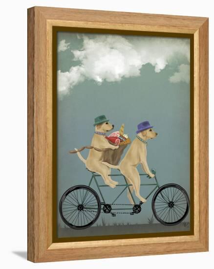 Yellow Labrador Tandem-Fab Funky-Framed Stretched Canvas