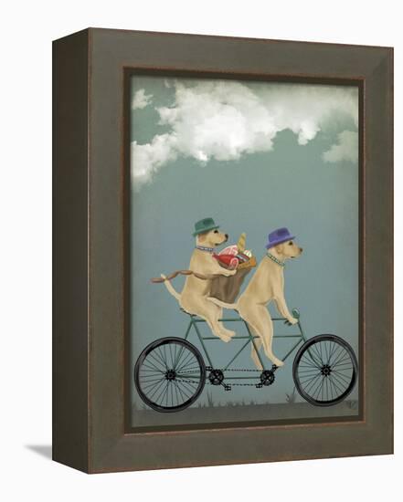 Yellow Labrador Tandem-Fab Funky-Framed Stretched Canvas