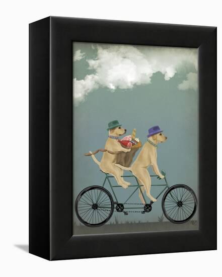 Yellow Labrador Tandem-Fab Funky-Framed Stretched Canvas