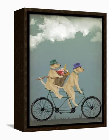 Yellow Labrador Tandem-Fab Funky-Framed Stretched Canvas