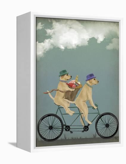 Yellow Labrador Tandem-Fab Funky-Framed Stretched Canvas