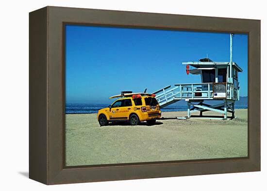 Yellow Life Gird Track at Beach-Steve Ash-Framed Premier Image Canvas