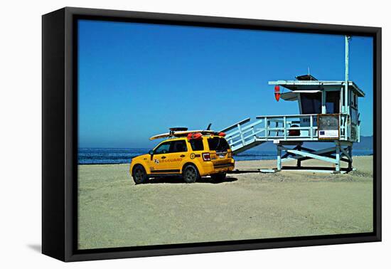 Yellow Life Gird Track at Beach-Steve Ash-Framed Premier Image Canvas
