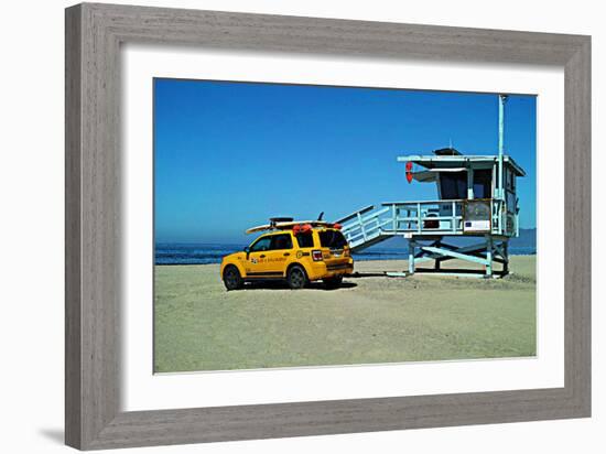 Yellow Life Gird Track at Beach-Steve Ash-Framed Photographic Print