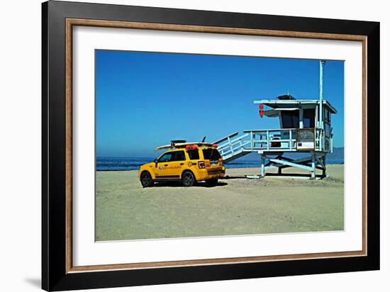 Yellow Life Gird Track at Beach-Steve Ash-Framed Photographic Print