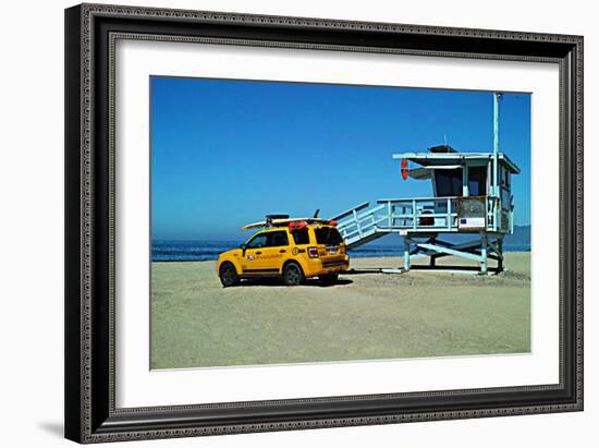 Yellow Life Gird Track at Beach-Steve Ash-Framed Photographic Print