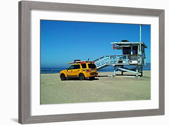 Yellow Life Gird Track at Beach-Steve Ash-Framed Photographic Print