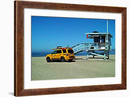 Yellow Life Gird Track at Beach-Steve Ash-Framed Photographic Print