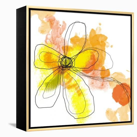 Yellow Liquid Flower-Jan Weiss-Framed Stretched Canvas
