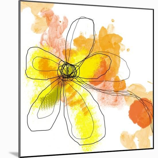 Yellow Liquid Flower-Jan Weiss-Mounted Art Print