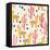 Yellow Llamas and Red Cacti Pattern-Lidiebug-Framed Stretched Canvas