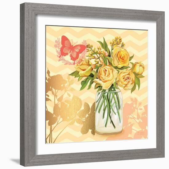 Yellow Mason Jar Bouquet-null-Framed Art Print