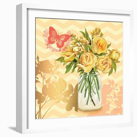 Yellow Mason Jar Bouquet-null-Framed Art Print