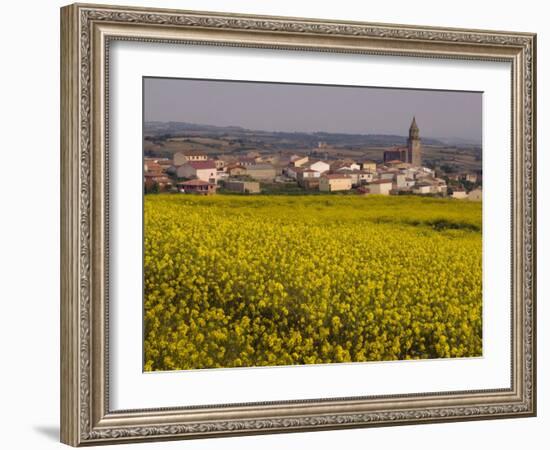 Yellow mustard flowers, Elvillar Village, La Rioja, Spain-Janis Miglavs-Framed Photographic Print