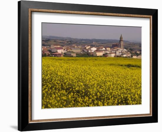 Yellow mustard flowers, Elvillar Village, La Rioja, Spain-Janis Miglavs-Framed Photographic Print