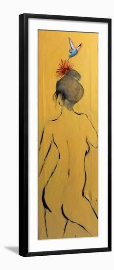 Yellow Nude from Behind with Pink Flower and Bird, 2015-Susan Adams-Framed Giclee Print