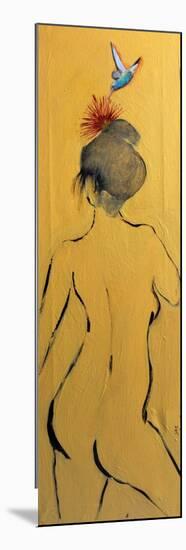 Yellow Nude from Behind with Pink Flower and Bird, 2015-Susan Adams-Mounted Giclee Print