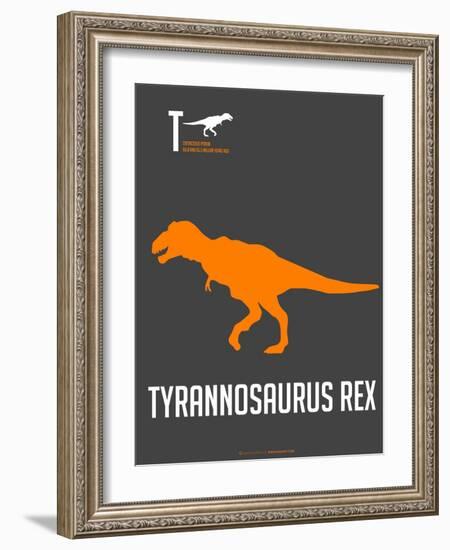 Yellow on Grey Dinosaur-NaxArt-Framed Art Print