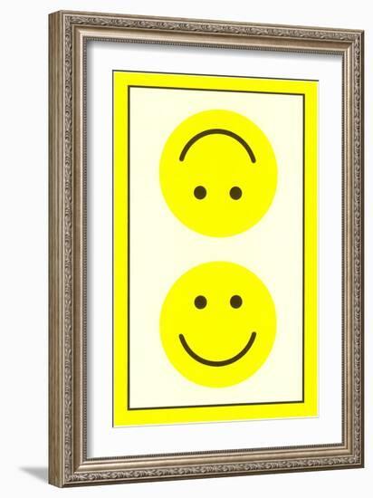 Yellow Opposed Happy Faces-null-Framed Art Print