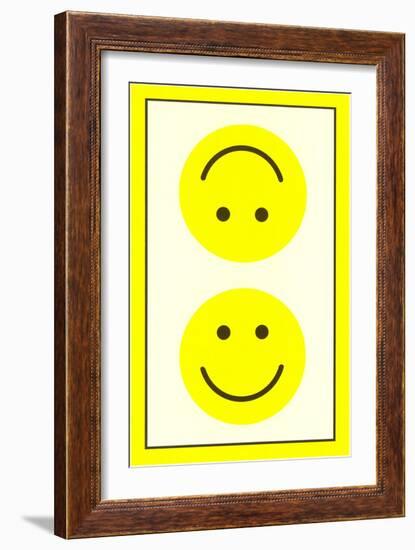 Yellow Opposed Happy Faces-null-Framed Art Print