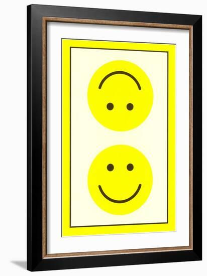 Yellow Opposed Happy Faces-null-Framed Art Print