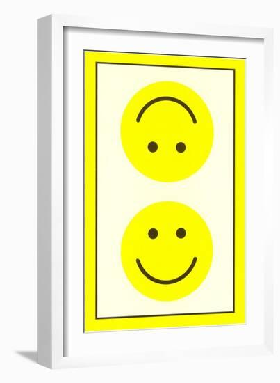 Yellow Opposed Happy Faces-null-Framed Art Print