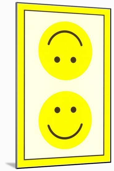 Yellow Opposed Happy Faces-null-Mounted Art Print