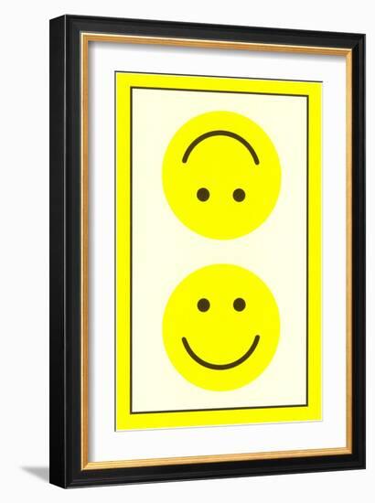 Yellow Opposed Happy Faces-null-Framed Art Print