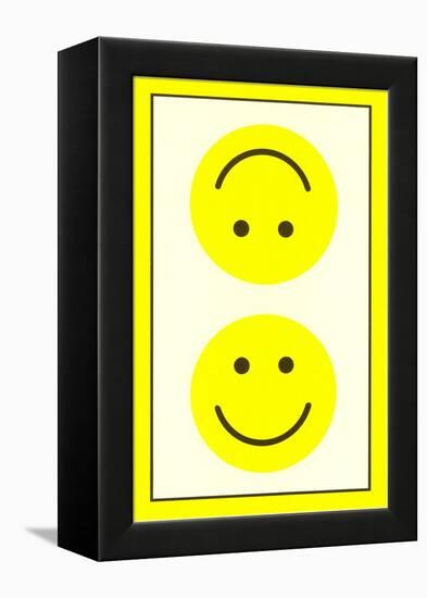 Yellow Opposed Happy Faces-null-Framed Stretched Canvas