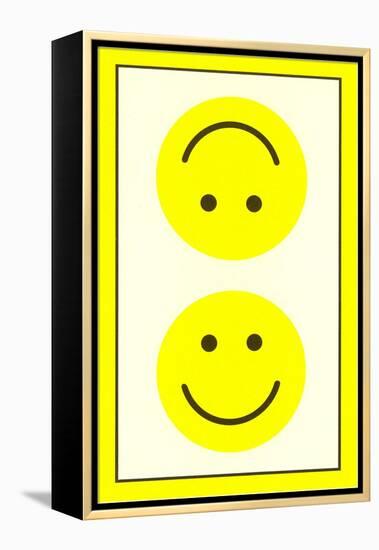 Yellow Opposed Happy Faces-null-Framed Stretched Canvas