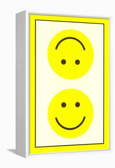 Yellow Opposed Happy Faces-null-Framed Stretched Canvas