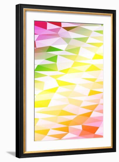 Yellow, Orange, Pink, Multicolor Polygonal Geometric Banner with Rumpled Triangular Low Poly Origam-Mademoiselle de Erotic-Framed Premium Giclee Print