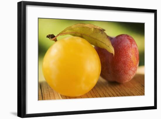 Yellow Plum with Leaves and Red Plum-Foodcollection-Framed Photographic Print