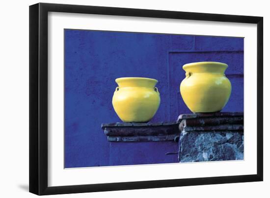 Yellow Pots, Blue Wall-Douglas Steakley-Framed Giclee Print