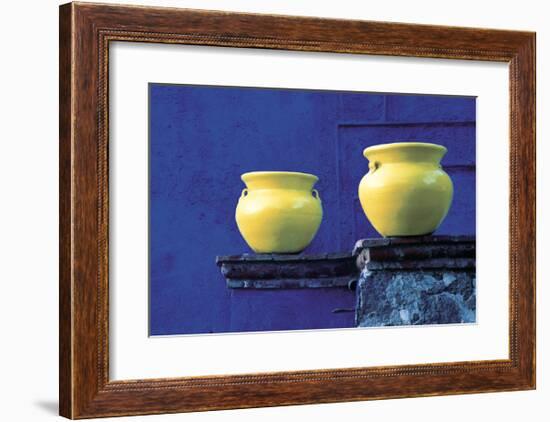 Yellow Pots, Blue Wall-Douglas Steakley-Framed Giclee Print